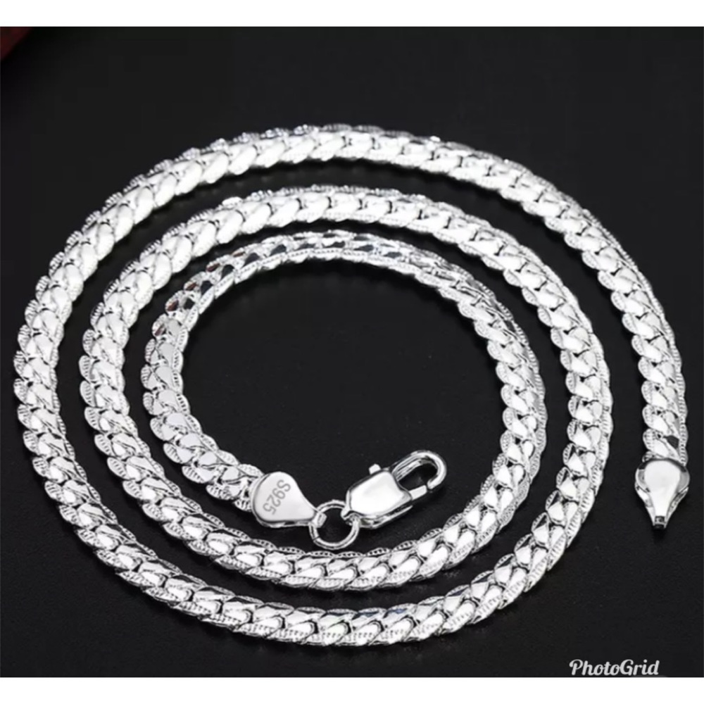 2pc 6MM Full Sideways 925 Sterling Silver Necklace - Picture 3 of 8